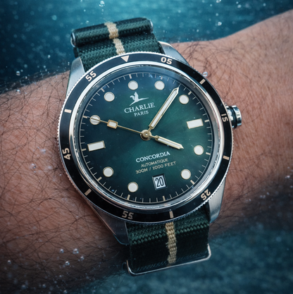 Masar Bracelet montre Nato G10 Nylon Vert / Khaki (Sable) - 1 Bande