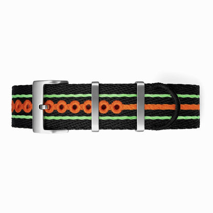 Cinturino per orologio Nato Nero Arancione Verde Fluo - Nylon intrecciato 20mm 22mm
