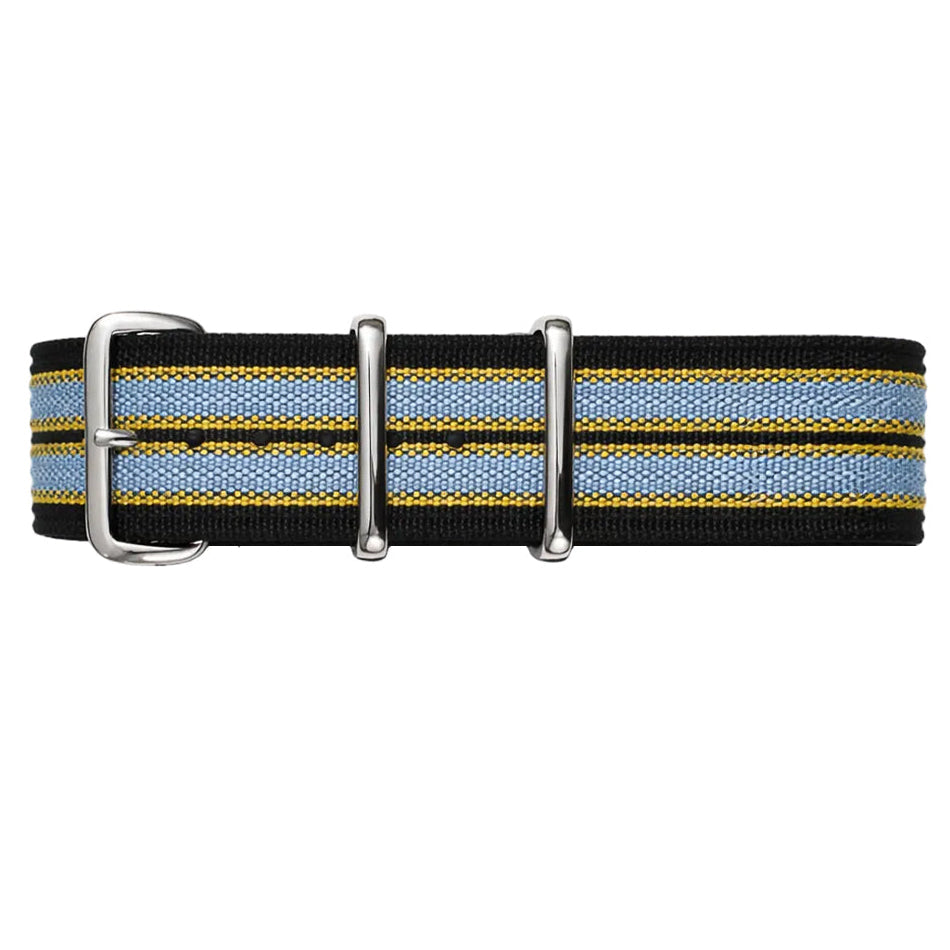 Masar Bracelet montre Nato Noir Jaune Gris - Hybride Tissu Nylon / Silicone