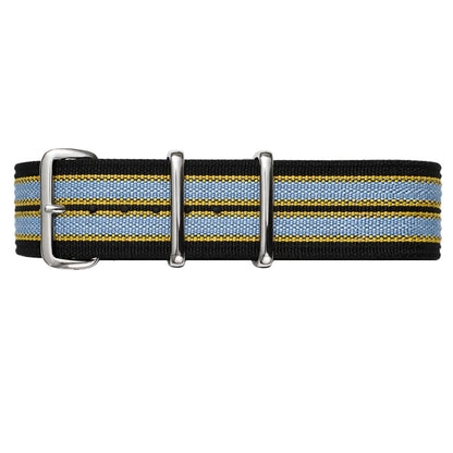 Masar Bracelet montre Nato Noir Jaune Gris - Hybride Tissu Nylon / Silicone