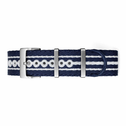 Masar Bracelet montre Nato Bleu Marine Blanc Gris - Nylon tressé 20mm 22mm