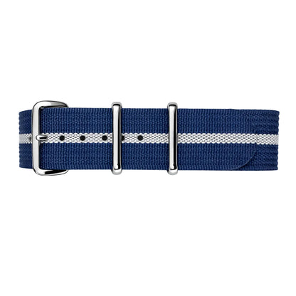 Masar Nato Bleu Marine Blanc - Hybride Tissu Nylon / Silicone