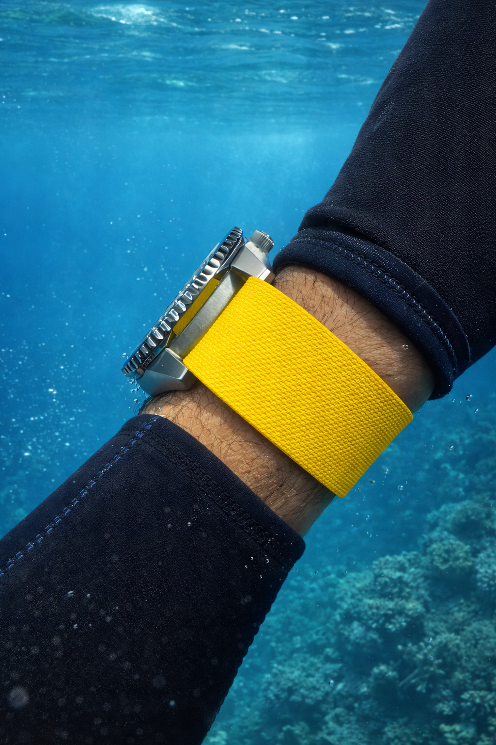 Yellow Nato Watch Strap in Premium FKM Rubber - 24.5cm