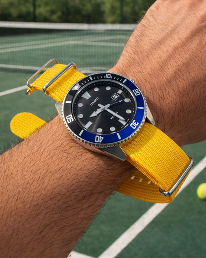 Masar Bracelet Montre Nato Jaune - Hybride Tissu Nylon / Silicone