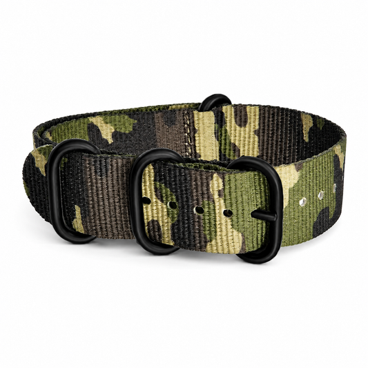 Bracelet ZULU - Camouflage CCE Armée - Boucle Noir - Nylon 1,2mm