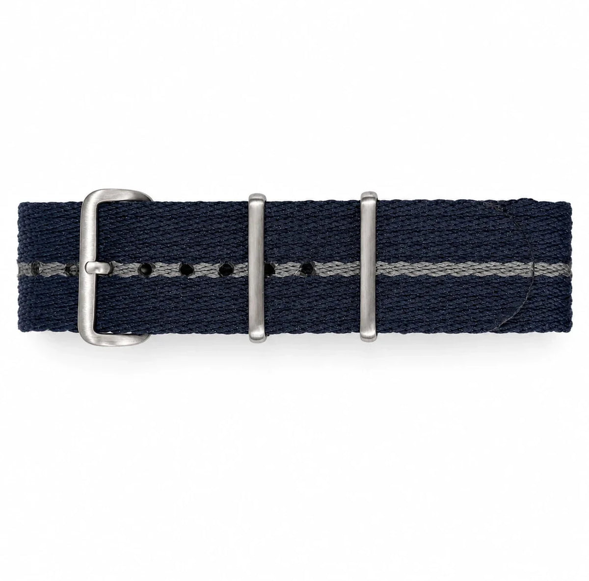 Masar Bracelet Nato Bleu Nuit / Gris - Nylon Souple Tressé 1,5mm - Premium