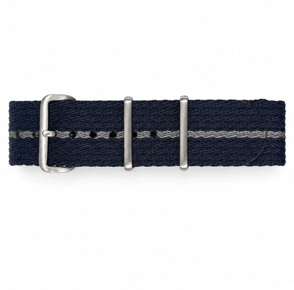 Masar Bracelet Nato Bleu Nuit / Gris - Nylon Souple Tressé 1,5mm - Premium