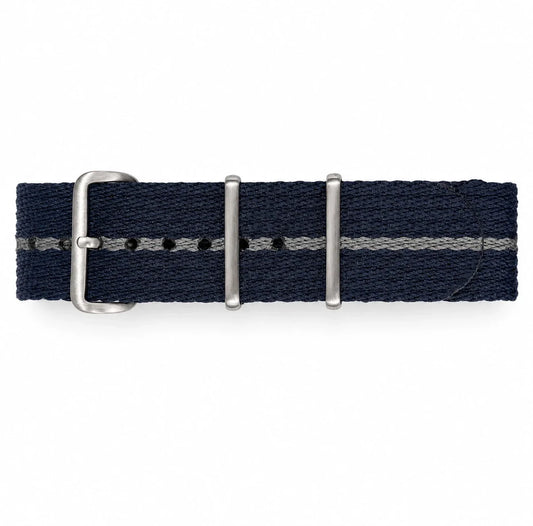 Midnight Blue / Grey Nato Strap - Braided Soft Nylon 1.5mm - Premium
