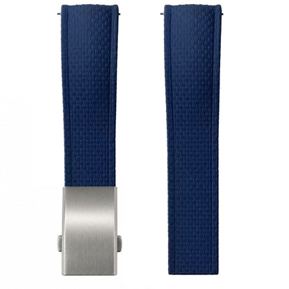 FKM Rubber Watch Strap - SAILCLOTH Texture / Curved & Quick Release / CTS - Deployment Clasp