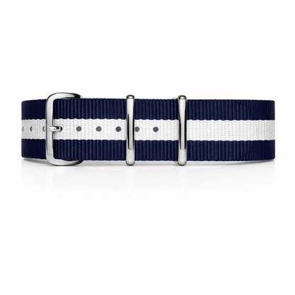 Masar Bracelet Montre Nato Nylon Bleu Marine / Blanc