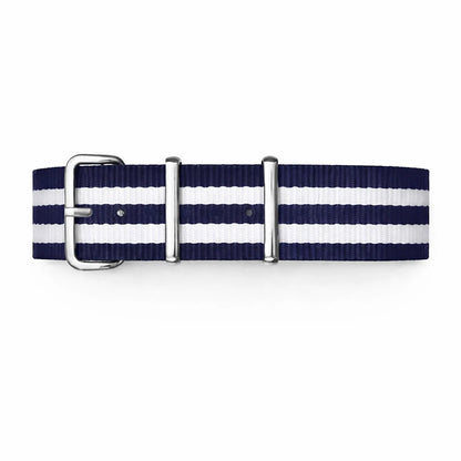 Masar Bracelet Montre Nato Bleu Marine / 2 bandes Blanche