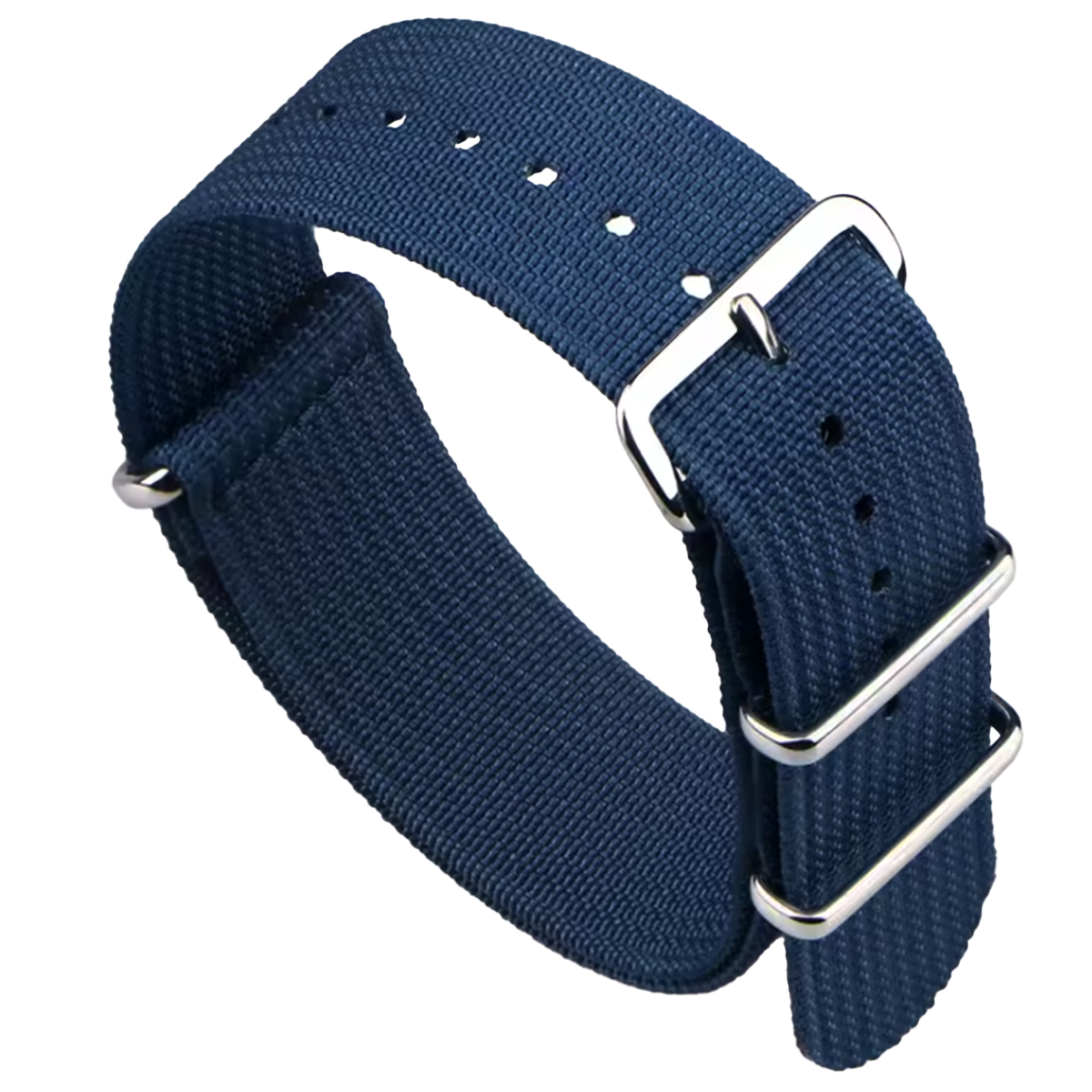 Masar Bracelet Montre Nato Bleu Marine - Hybride Tissu Nylon / Silicone