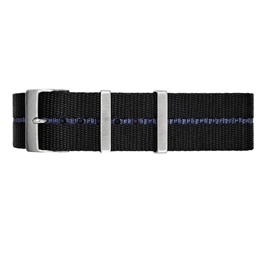 Black / Blue Nato Nylon Watch Strap - 1 Piece