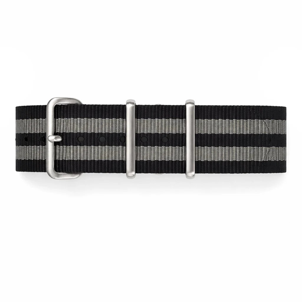 Cinturino per orologio Nato Nylon Nero/Grigio - James Bond - Premium