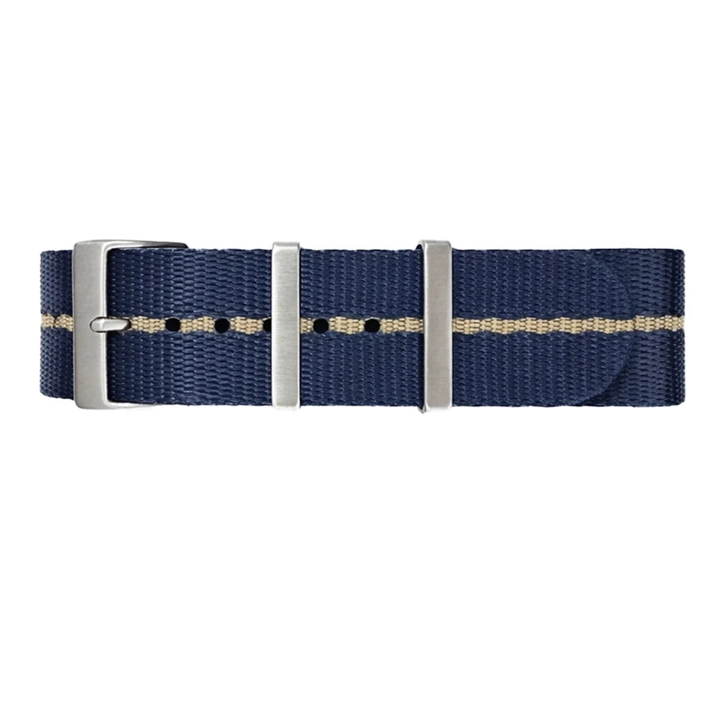 Masar Cinturino per Orologio Nato Nylon Blu Navy / Kaki (Sabbia) - 1 Pezzo
