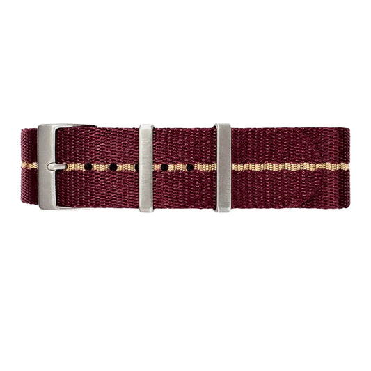 Nato Watch Strap Burgundy / Khaki (Sand) - 1 Piece Nylon