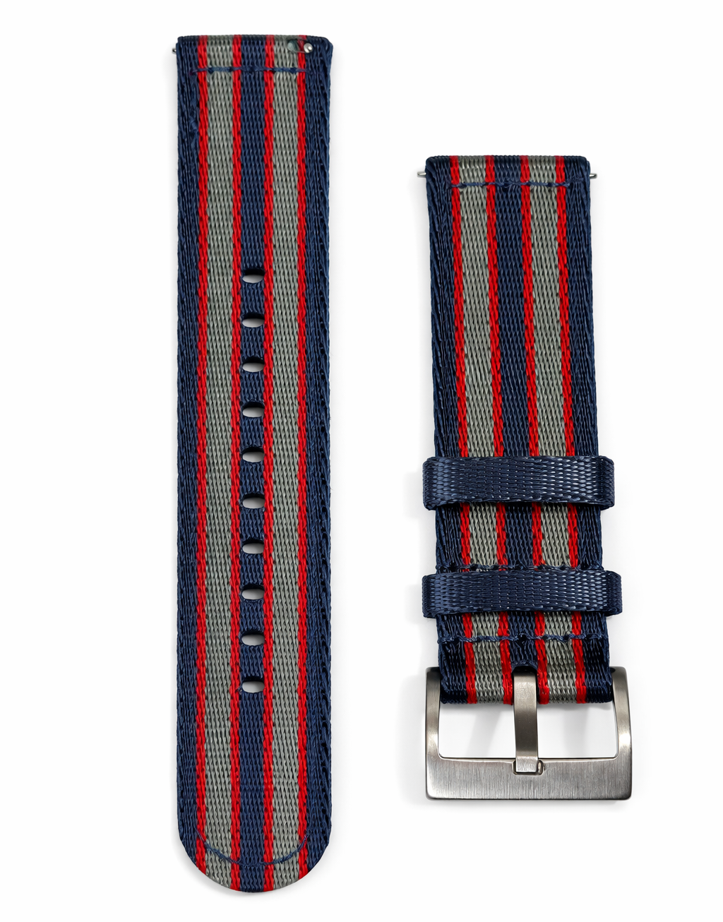 Cinturino per orologio in nylon Blu Navy Grigio Rosso - James 007 - Rapido - Universale