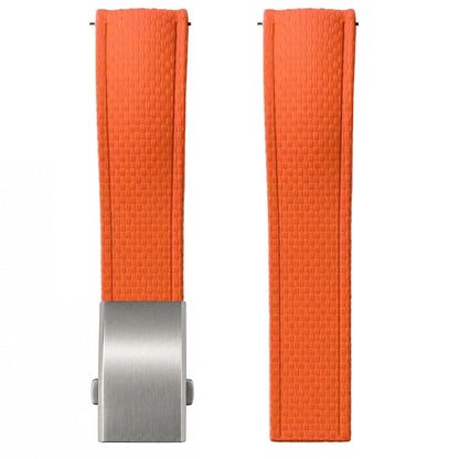 FKM Rubber Watch Strap - SAILCLOTH Texture / Curved & Quick Release / CTS - Deployment Clasp