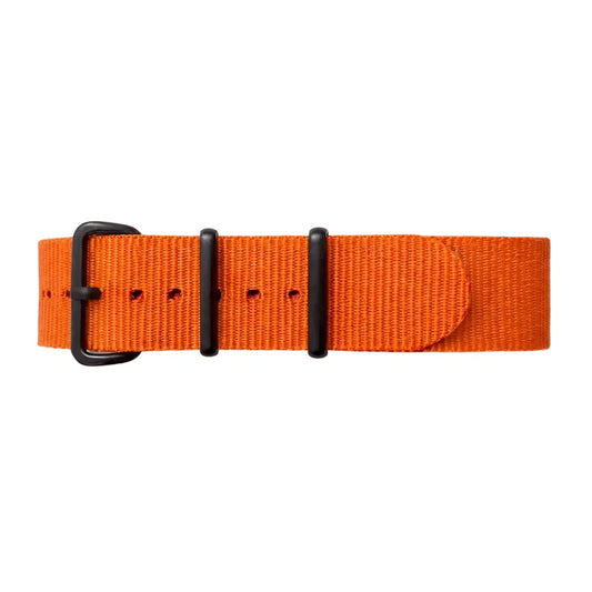 Masar Bracelet Montre NATO Nylon Orange / Boucle Noir - Souple - Épaisseur 1,2mm