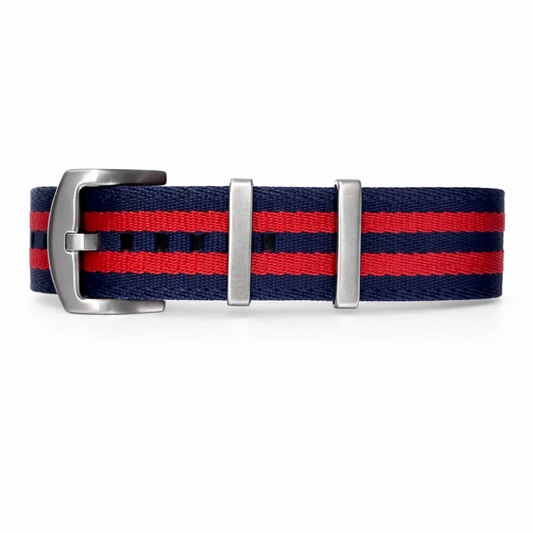 Masar Bracelet montre NATO Nylon Pepsi - Bleu / Rouge / Boucle Satin - Souple – Homme
