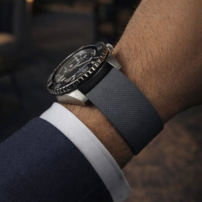 Masar Bracelet montre Nato Gris en caoutchouc Aero Premium - 24,5cm