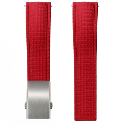 FKM Rubber Watch Strap - Compatible with Seiko - SAILCLOTH Texture / Curved & Quick Release / CTS - Deployment Clasp