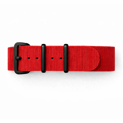 Masar NATO Nylon Rouge / Boucle Noir - Souple - Épaisseur 1,2mm