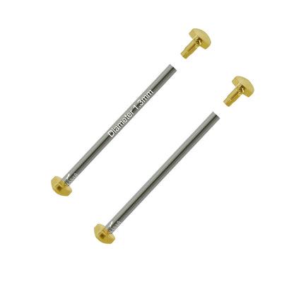 Masar Goupille à Rivet – Or Ø 1,3mm - Barrette pour Bracelet de Montre - Tête H Ø 2,5mm - 2 Pcs