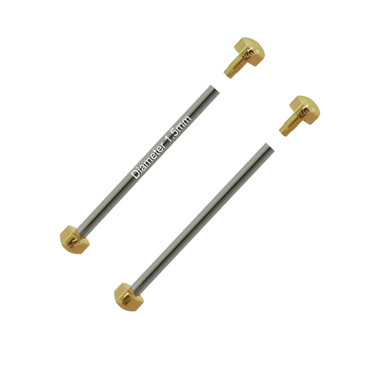 Perno a Rivetto – Oro Ø 1,5mm - Barretta per Bracciale di Orologio - Testa H Ø 3,5 o 4,0mm - 2 Pz