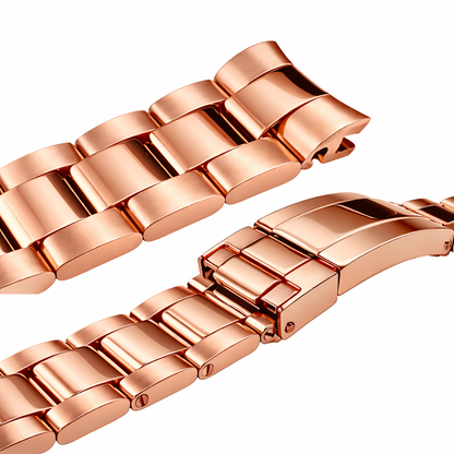 Cinturino per orologio in oro rosa 20 mm per Rolex Oyster massiccio/curvo - lucidato a specchio/spazzolato