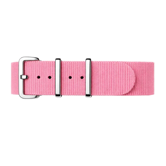 Pink NATO Watch Strap / Mirror Polished Silver Buckle