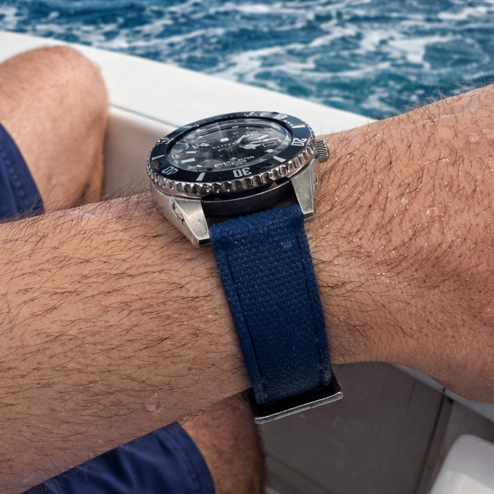 Masar Bracciale Orologio Gomma FKM - SAILCLOTH Finemente Testurizzato - Rapido - Fibbia Ad Ardiglione - Universale