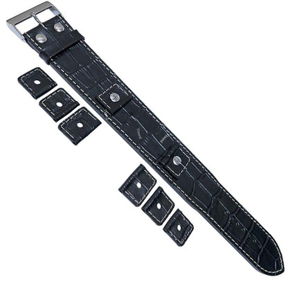 4 Color - Bracelet de montre Cuir Brassard Manchette - 32mm de large - pour entre-corne de 18mm 20mm 22mm 24mm - Style Crocodile