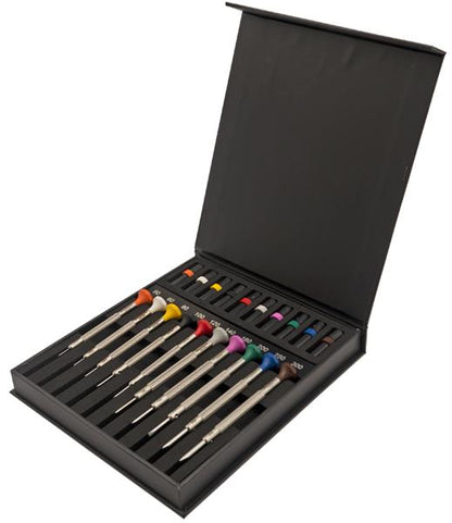 Bergeon 30081-AC10 Deluxe Kit - 10 Stainless Steel Watchmaker's Screwdrivers, Delivered in a Case