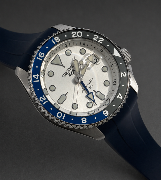 Bracelet en Caoutchouc pour Seiko 5 GMT - 22mm Incurvé - Boucle Déployante