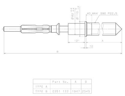 Seiko Winding Stem 351.122 Caliber VD51, VD51B, VD53, VD53C, VD57, VD57B, VD59, VD59B - 1 Pc
