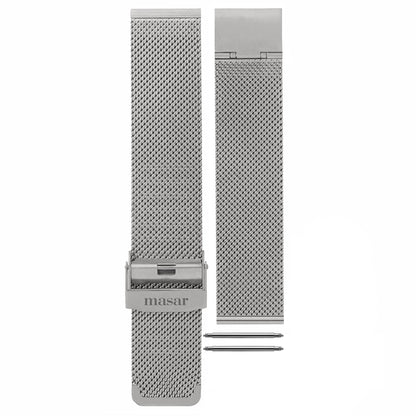 Masar Bracelet de montre Maille Milanaise Argent Premium Mesh Ø 0,6mm - Universel