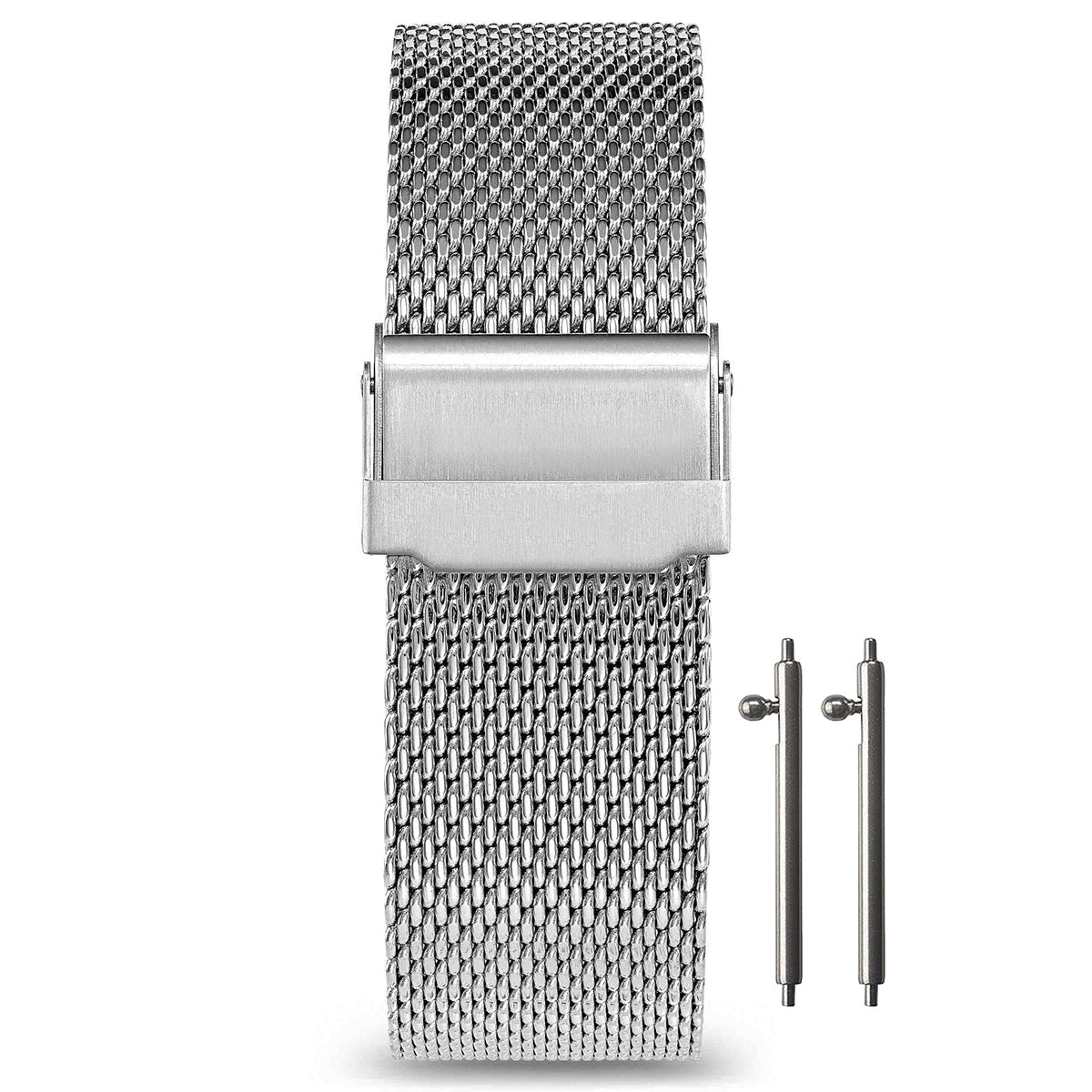 Masar 19mm Milanese Watch Bracelet, Quick Release, Silver - 0.6mm Mesh