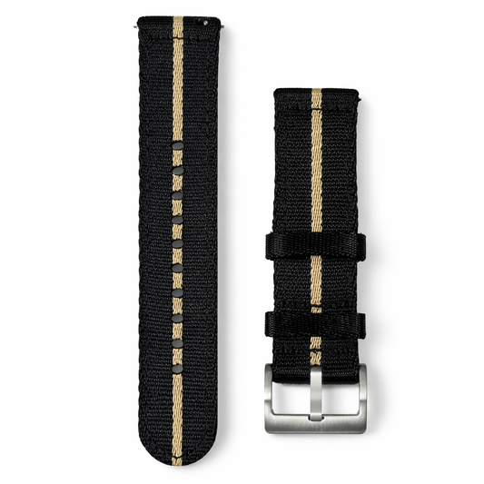 Black / Khaki Nylon Watch Strap - Quick Release - Universal