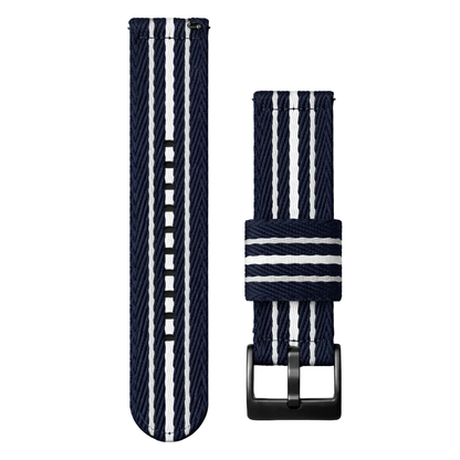 Masar Bracelet Montre nato nylon Bleu Marine / Blanc / Gris - Rapide - Universel