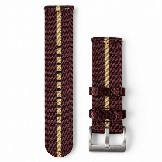 Nylon watch strap Purple Burgundy / Khaki - Quick Release - Universal