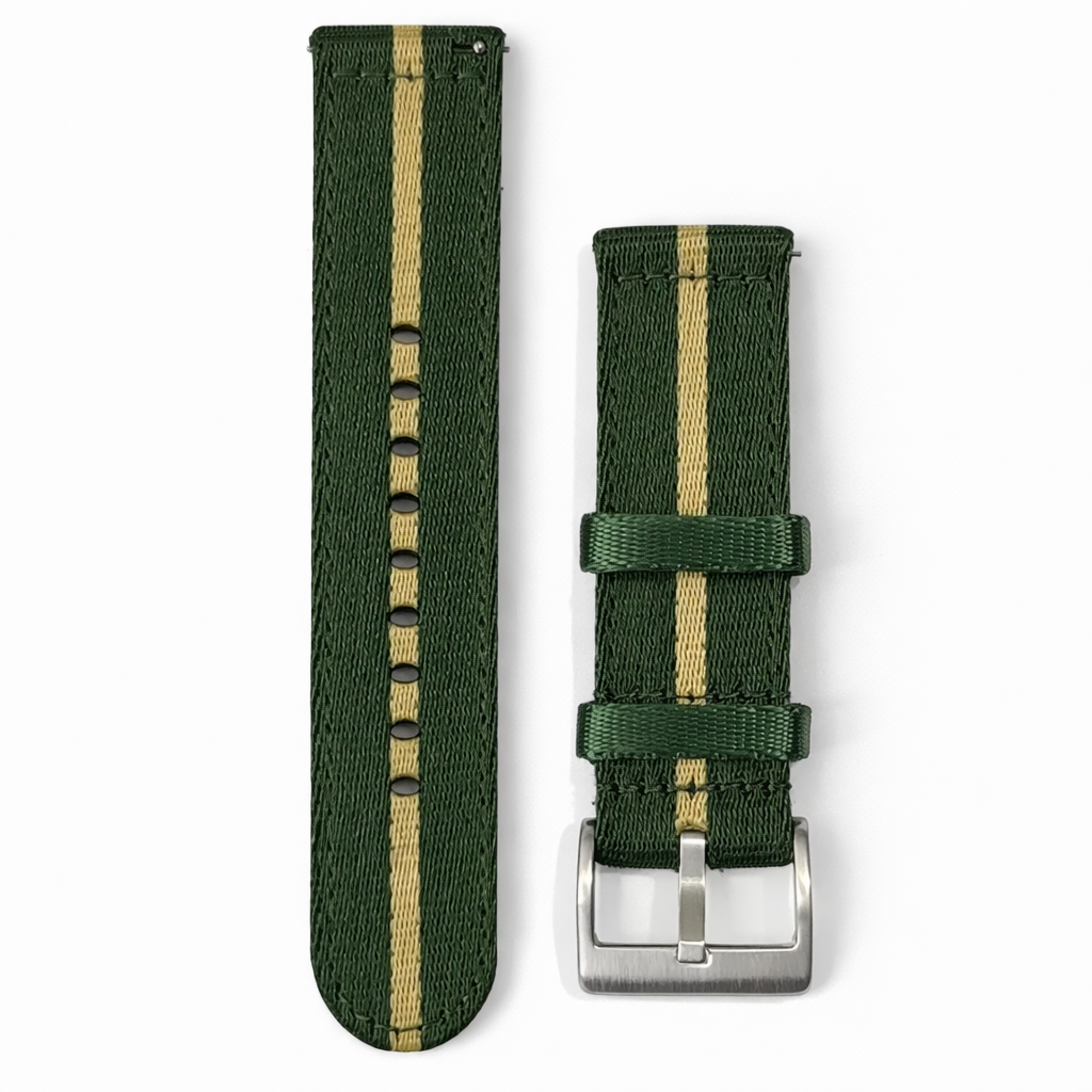 Cinturino per orologio in nylon verde inglese / cachi - Rapido - Universale