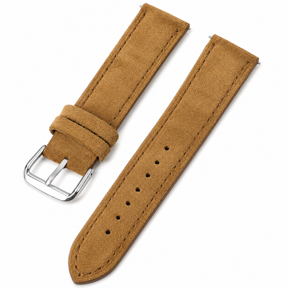 Suede Leather Watch Strap - Tone-on-tone Stitching - Quick Release / Pin Buckle - Universal
