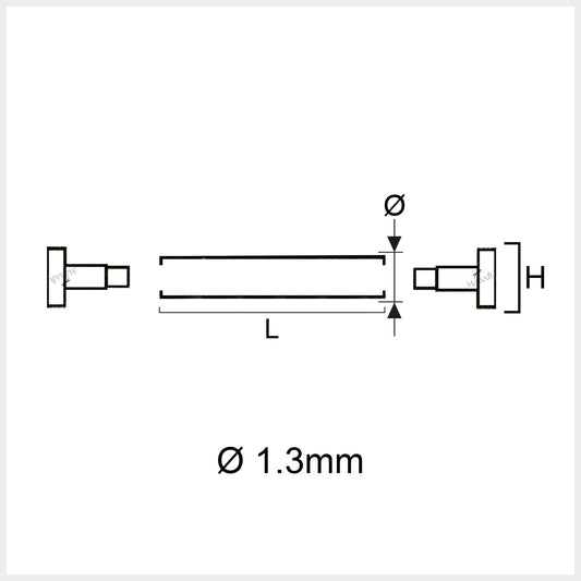 Rivetto Ø 1,3 mm - Barra a vite imitazione per cinturino orologio - Acciaio inossidabile - Testa piatta H Ø 4,0 mm - 2 pezzi