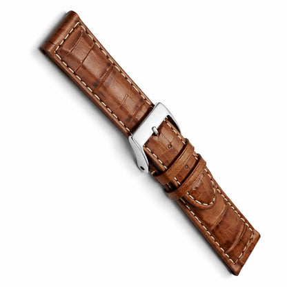 Brown Leather Watch Strap - Alligator Grain - Thk 5.0mm - Topstitching