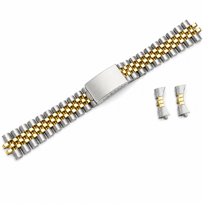 Bracciale Jubilee per Rolex / Tudor - Argento / Oro Bicolore - Vintage in Acciaio Spazzolato / Lucido a Specchio - Curvo