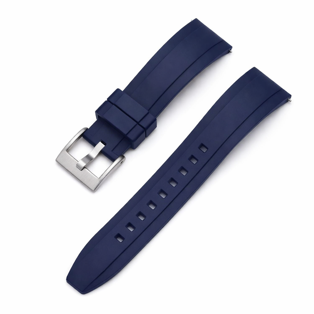 Masar Bracelet Montre Caoutchouc FKM - Style Submariner - Rapide / Boucle Acier Brossé - Universel