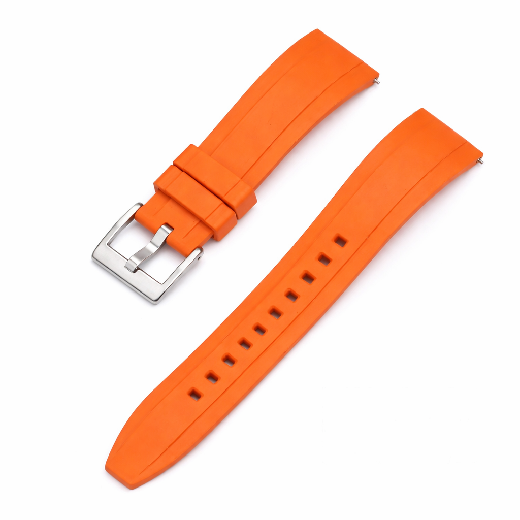 Masar Bracelet Montre Caoutchouc FKM - Style Submariner - Rapide / Boucle Acier Brossé - Universel