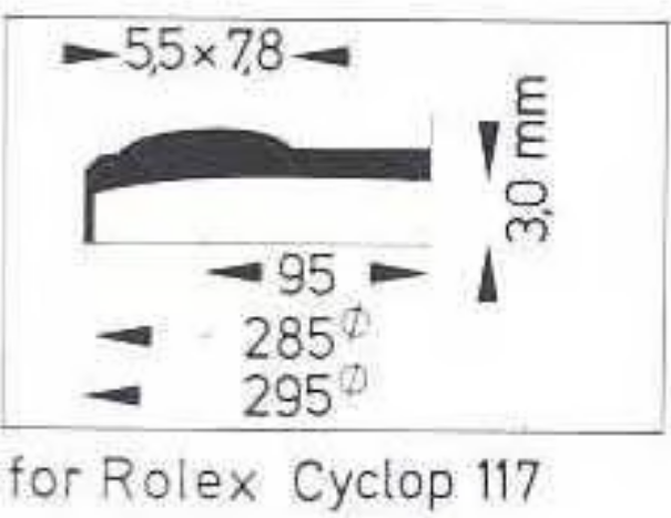 Verre de montre Swiss Compatible Rolex/Tudor Cyclope Ø 21,5mm à 29,7mm - Acrylique - 1 Pc