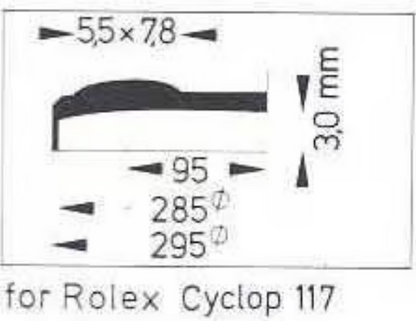 Verre de montre Swiss Compatible Rolex/Tudor Cyclope Ø 21,5mm à 29,7mm - Acrylique - 1 Pc